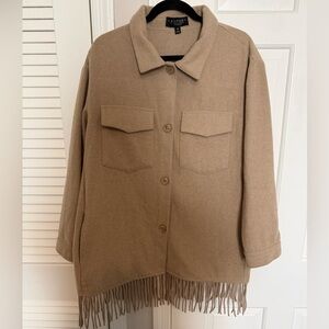 Laundry By Shelli Segal Tan Utility Jacket with Fringe
